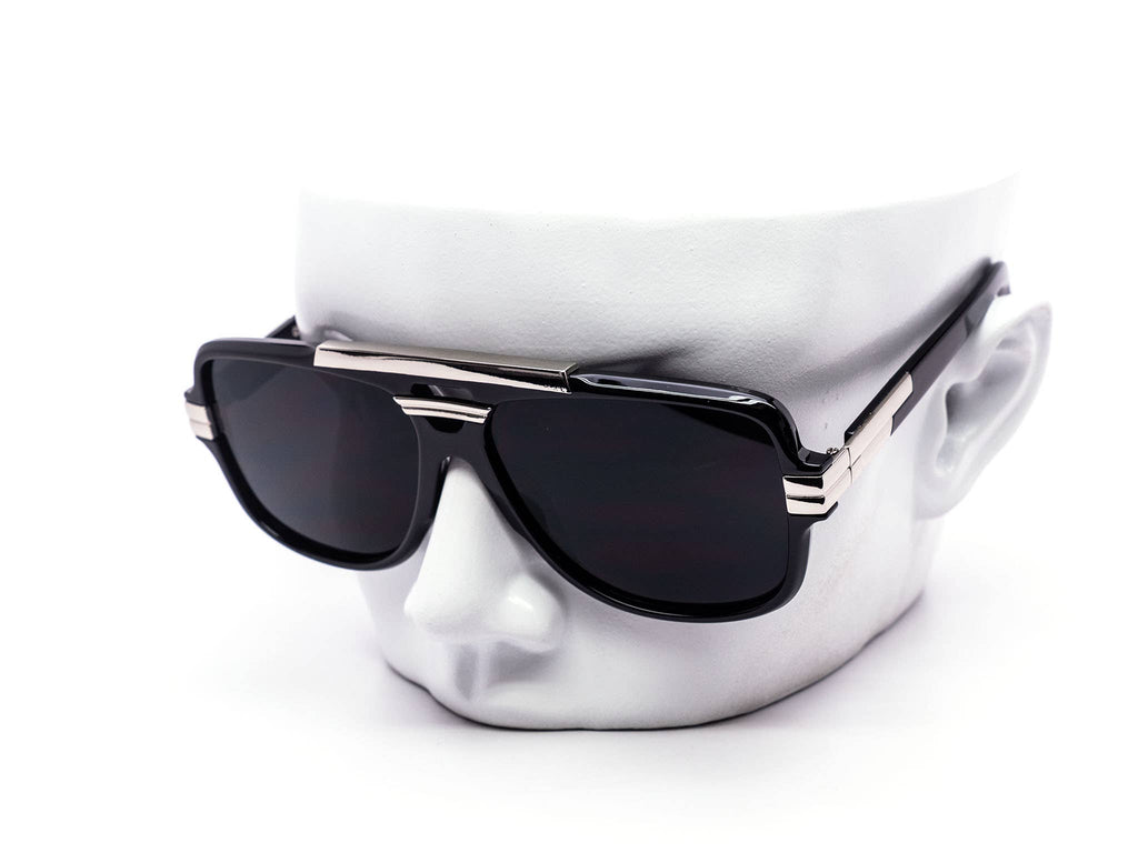 Retro Metal Brow Bar Shield Aviator Sunglasses