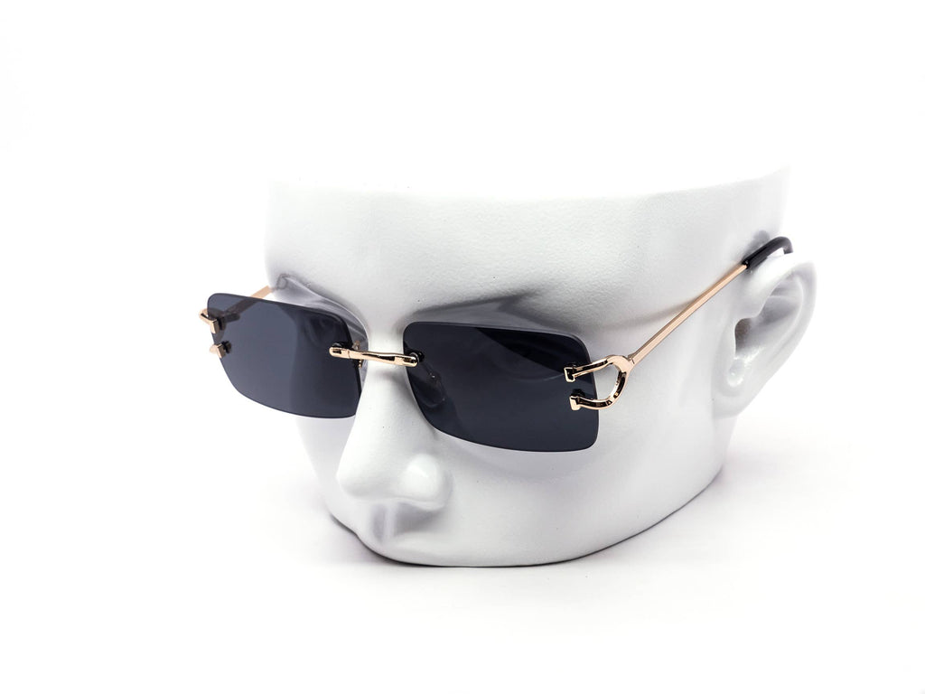 Rimless Rounded Rectangle Gradient Lens Sunglasses