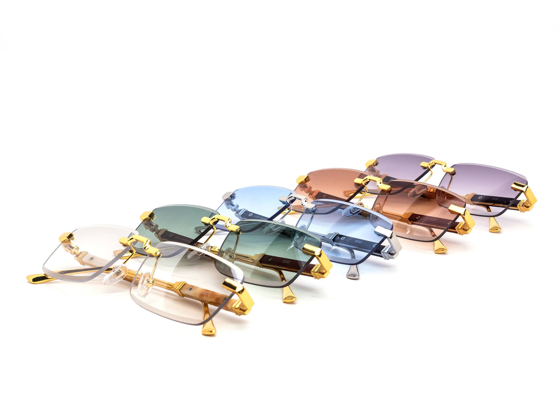 Luxury Rimless Gradient Rectangular Sunglasses