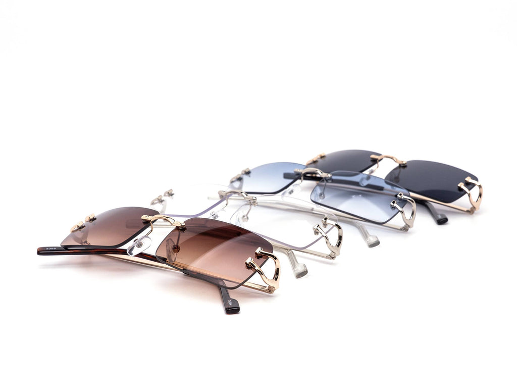Rimless Rounded Rectangle Gradient Lens Sunglasses
